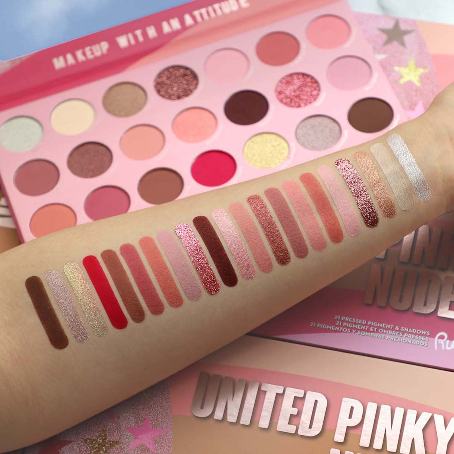 Rude United Pinky Nudes  Pressed Pigment & Shadows Palette - 21 shades United Pinky Nudes|221g