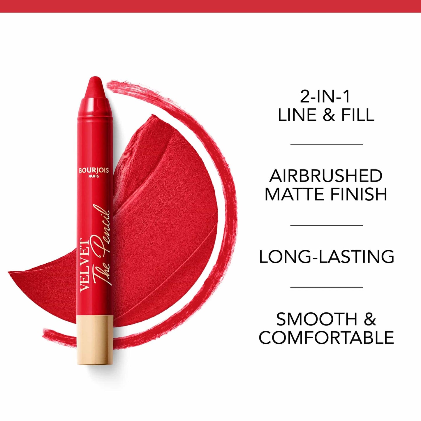 Velvet The Pencil Matte Finish Lipliner 1.8g Rouge Es-Carmin|3g