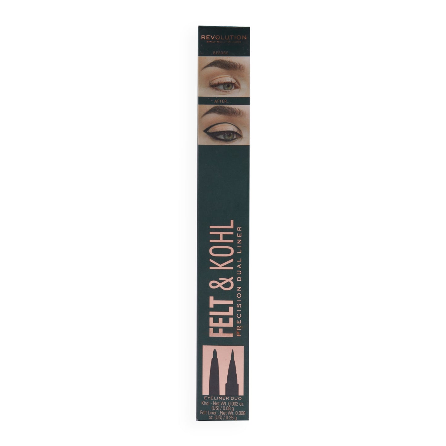 Makeup Revolution Felt & Kohl Eyeliner Green|0.25g