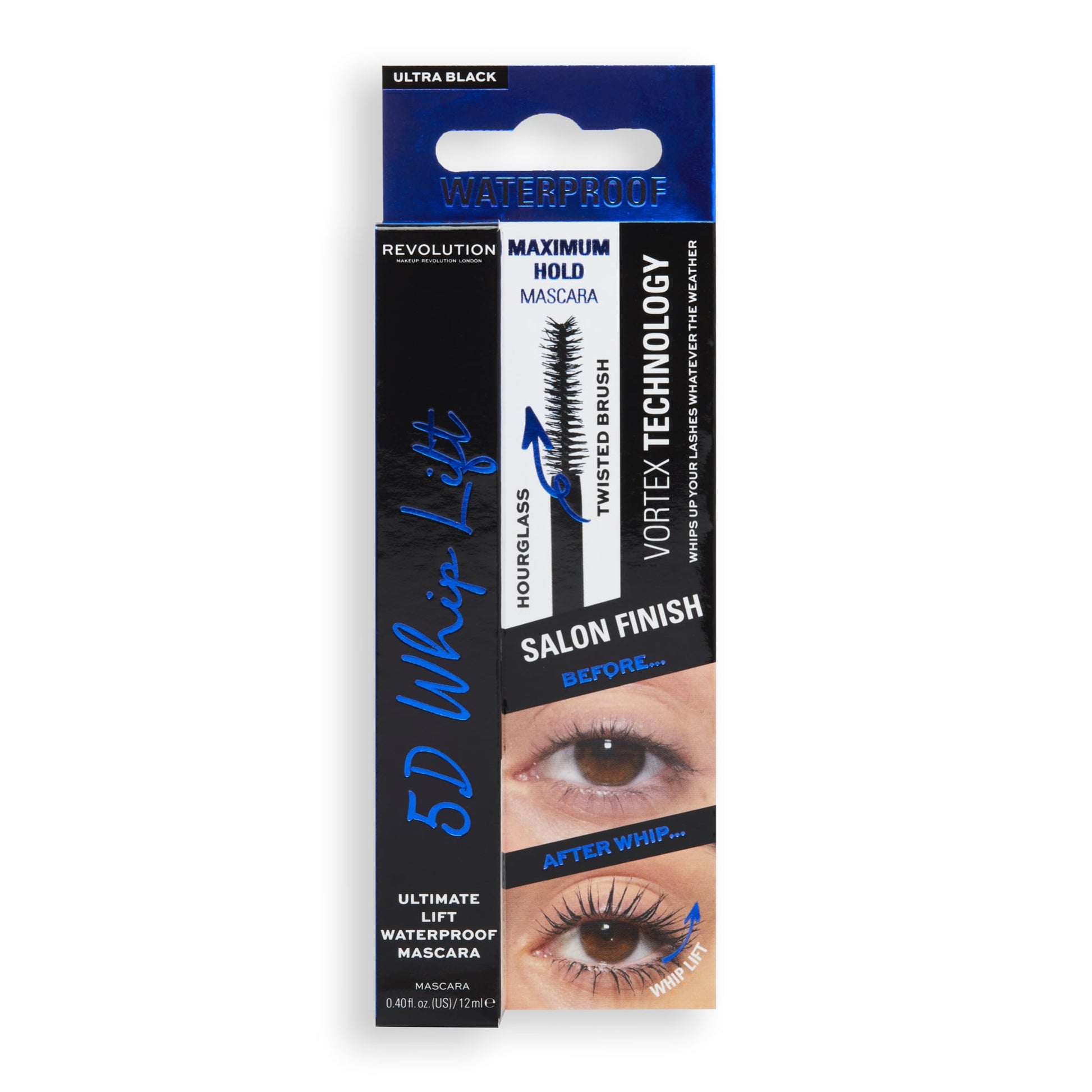 Makeup Revolution 5D Whip Lift Waterproof Mascara Black Black|12ml