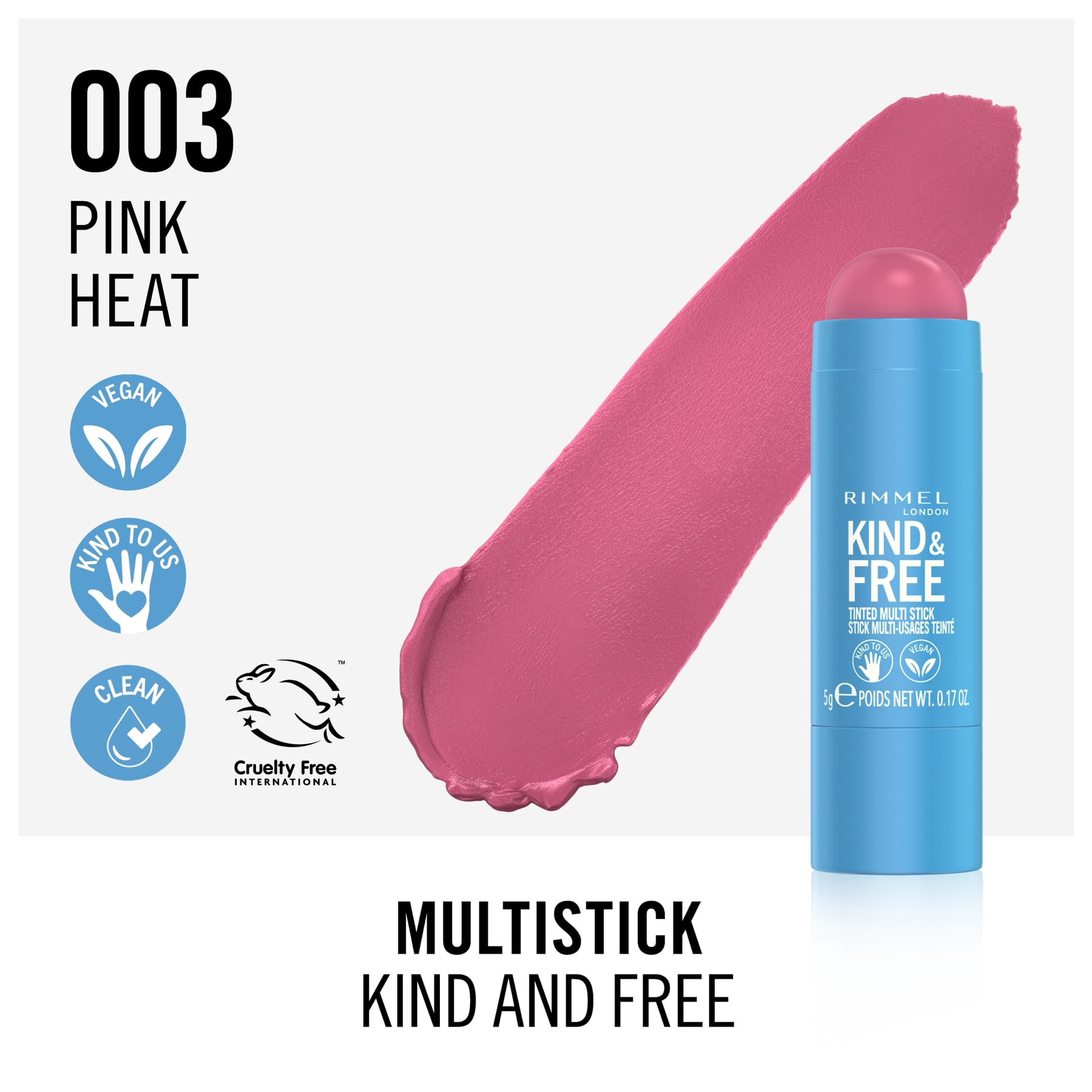 Rimmel London Kind & Free Multi-Stick 5g 003 Pink Heat|24.3g