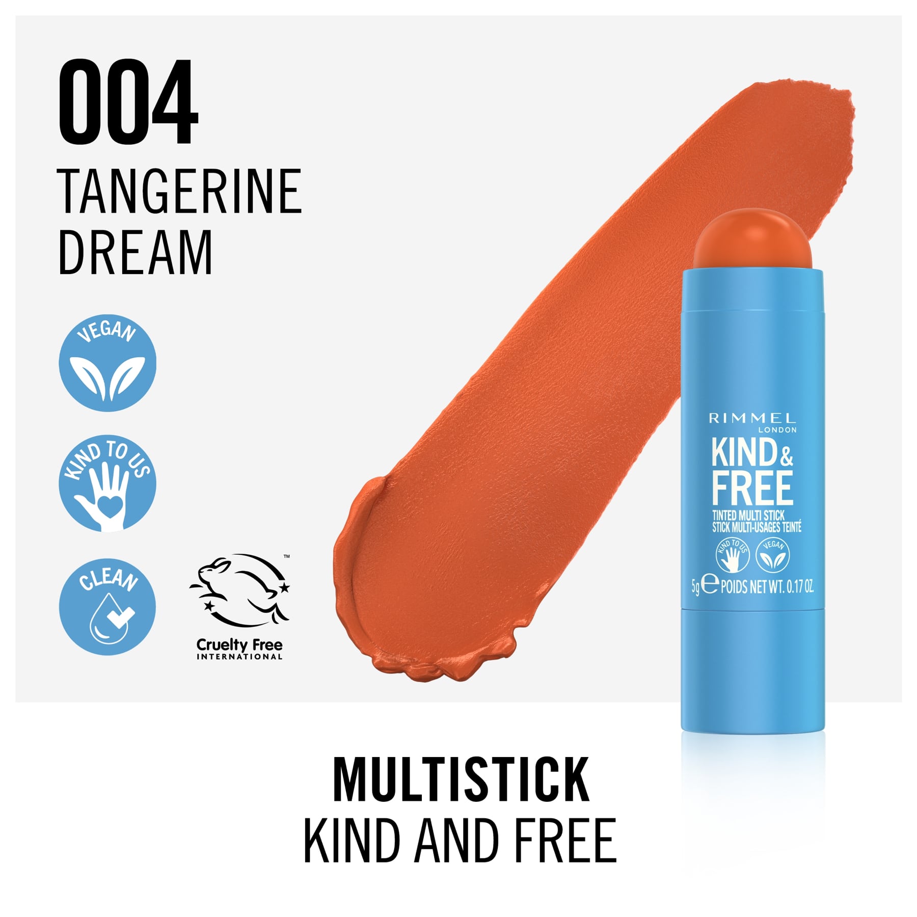 Rimmel London Kind & Free Multi-Stick 5g 004 Tangerine Dream|24.3g