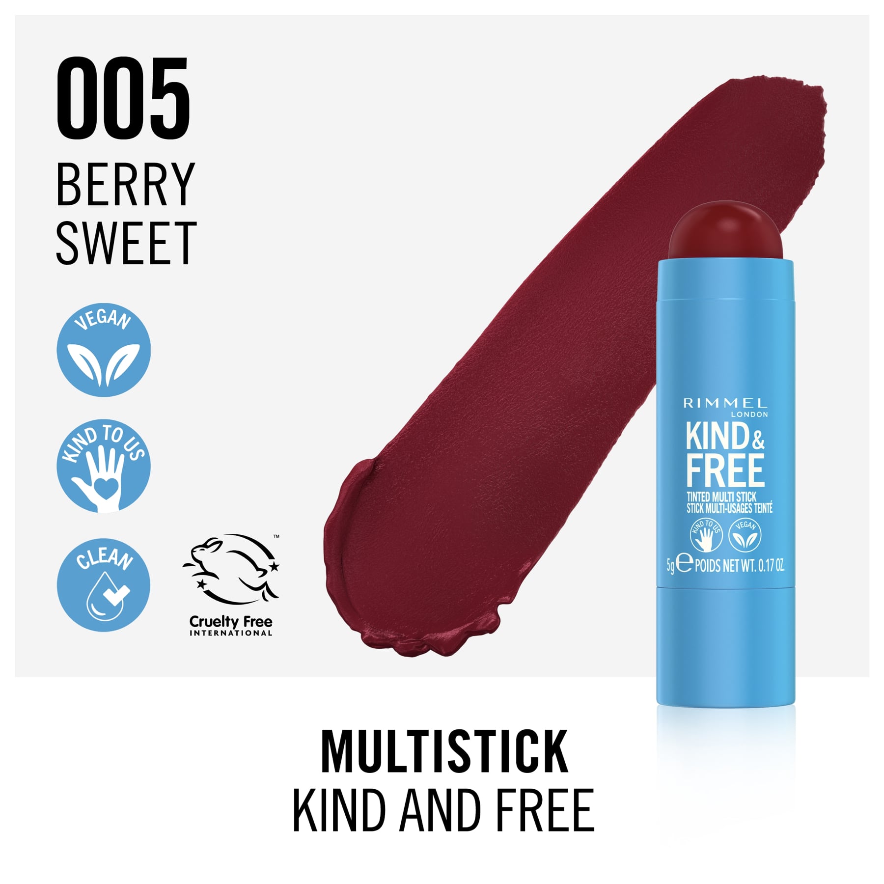 Rimmel London Kind & Free Multi-Stick 5g 005 Berry Sweet|24.3g