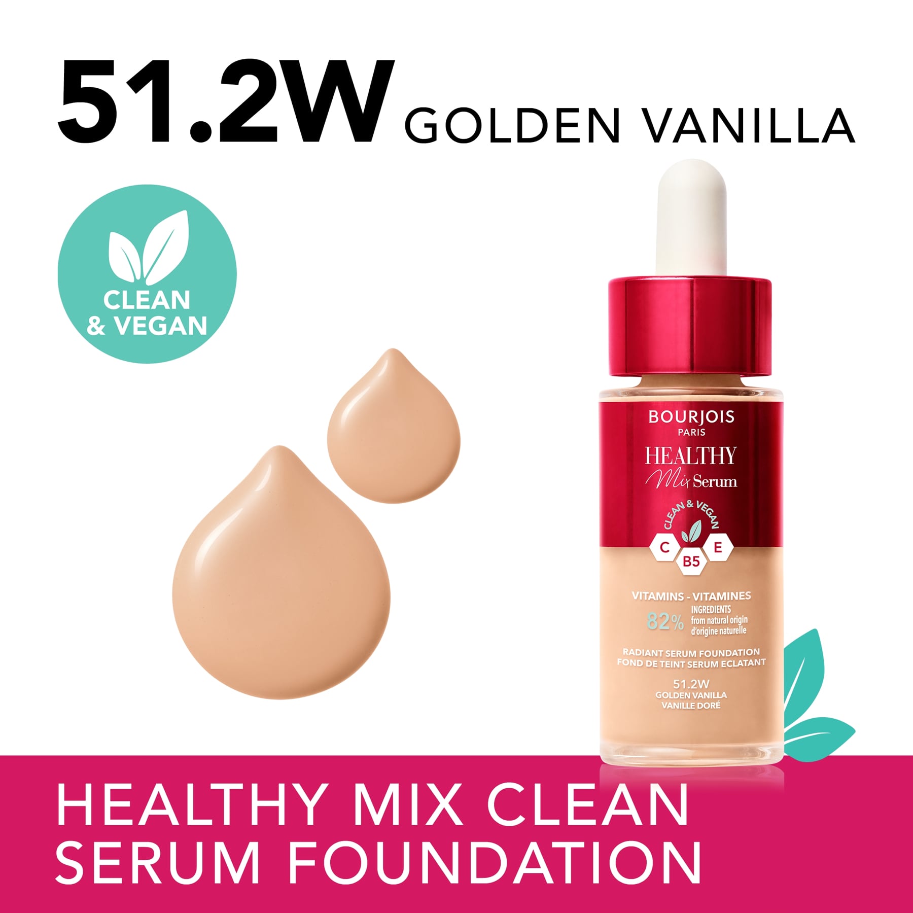 Bourjois Healthy Mix Serum Foundation 30ml 51.2W Golden Vanilla|30ml