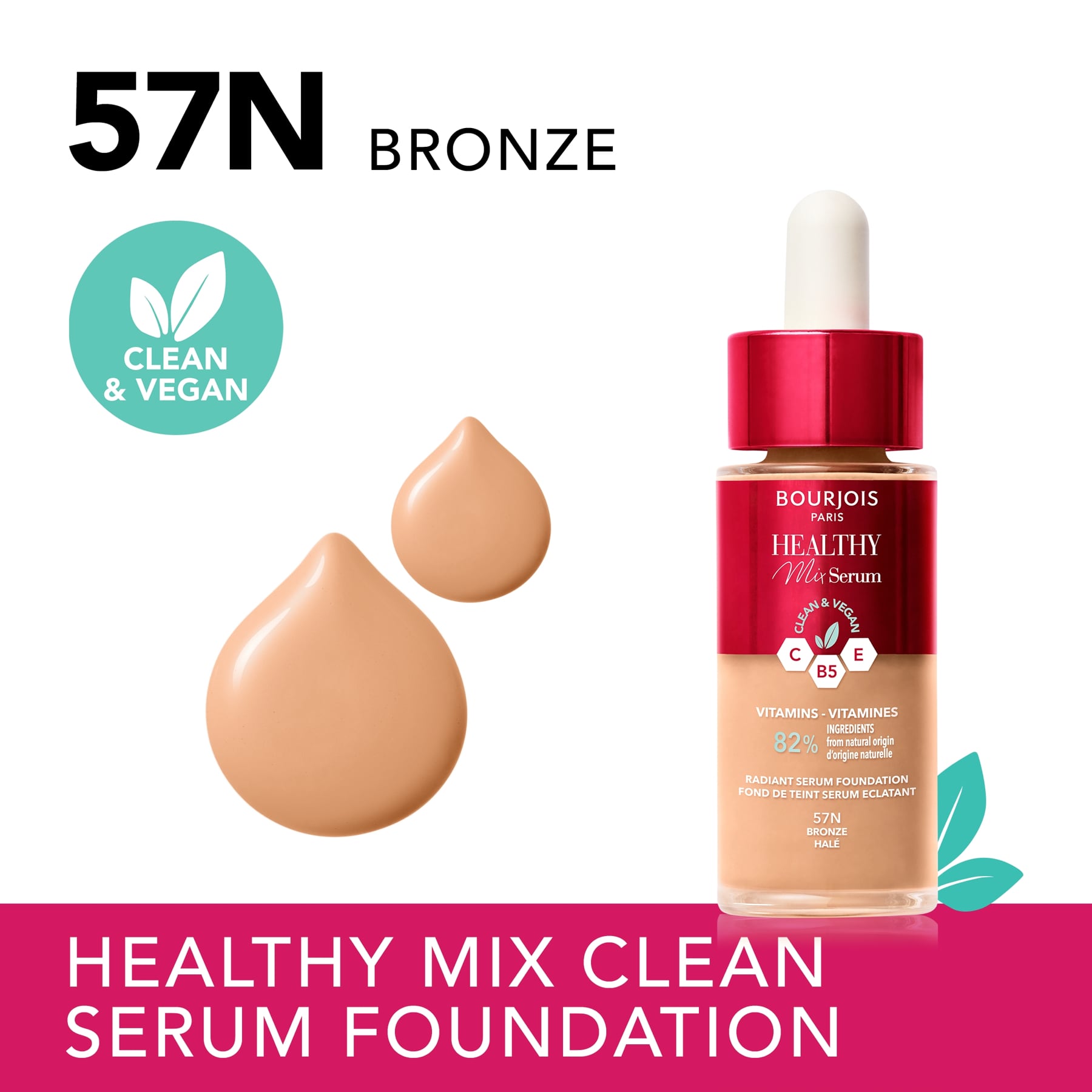 Bourjois Healthy Mix Serum Foundation 30ml 57N Bronze|30ml